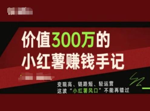价值300万的小红书赚钱手记，变现高、链路短、轻运营，这波“小红薯风口”不能再错过-随风资源网