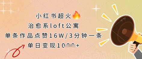 小红书超火的治愈系loft公寓，单条作品点赞16W，3分钟一条，单日变现数张-随风资源网