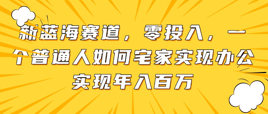 新蓝海赛道，零投入，一个普通人如何宅家办公实现年入百万-随风资源网
