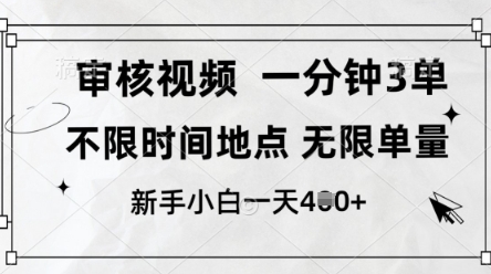 审核视频，10秒一单，不限时间，不限单量，新人小白一天4张+【揭秘】-随风资源网