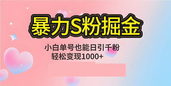 单人单机日引千粉，变现1000+，S粉流量掘金计划攻略-随风资源网