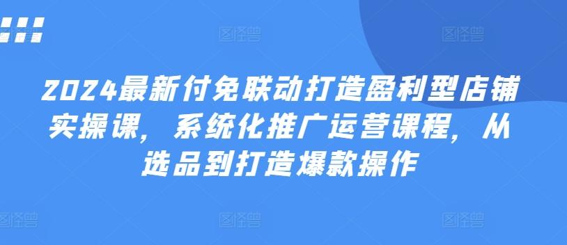 2024最新付免联动打造盈利型店铺实操课，​系统化推广运营课程，从选品到打造爆款操作-随风资源网