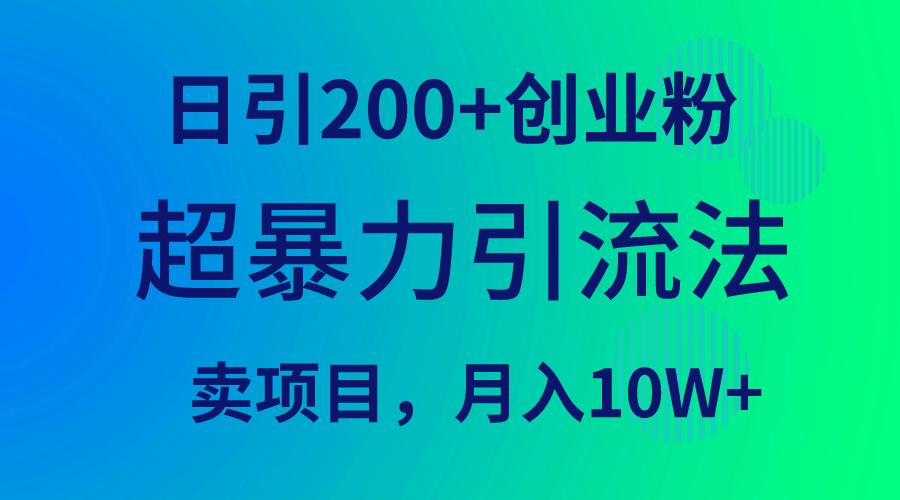(9654期)超暴力引流法，日引200+创业粉，卖项目月入10W+-随风资源网