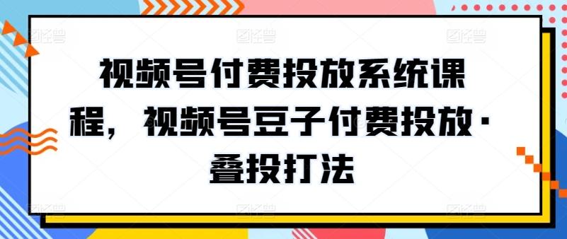 视频号付费投放系统课程，视频号豆子付费投放·叠投打法-随风资源网