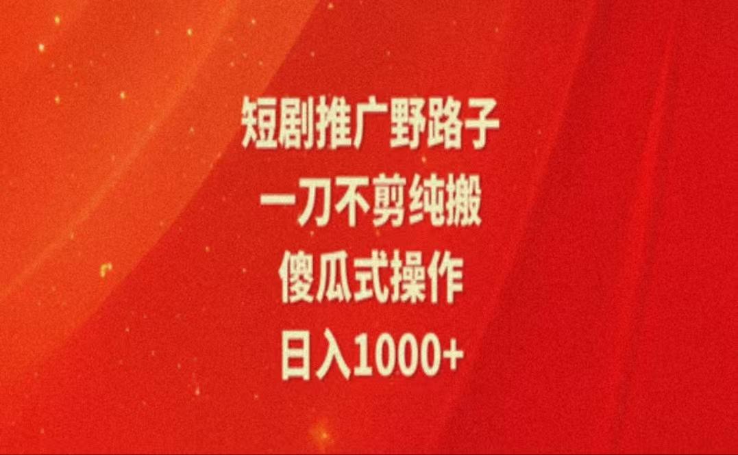 暑假风口项目，短剧推广全新玩法，一刀不剪纯搬运，轻松日入1000+-随风资源网