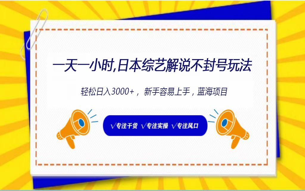 日本综艺解说不封号玩法，轻松日入1000+，全新赛道-随风资源网
