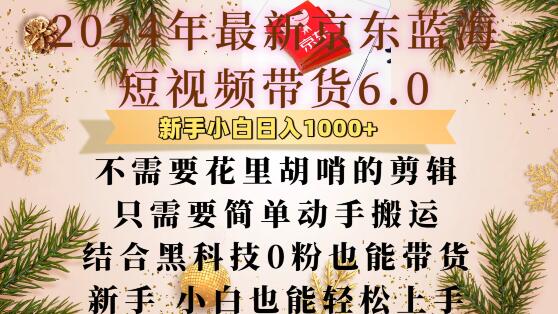 最新京东蓝海短视频带货6.0.不需要花里胡哨的剪辑只需要简单动手搬运结合黑科技0粉也能带货【揭秘】-随风资源网