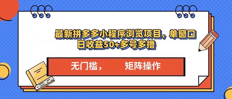 最新拼多多小程序变现项目，单窗口日收益50+多号操作-随风资源网
