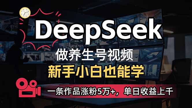 小白用DeepSeek做养生号，一条作品涨粉5万+，单日收益上千-随风资源网