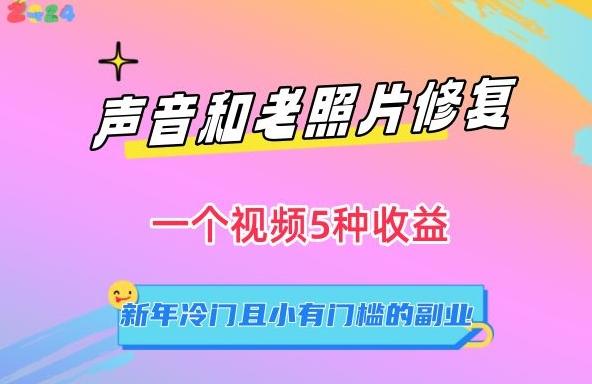 声音和老照片修复，一个视频5种收益，新年冷门且小有门槛的副业【揭秘】-随风资源网