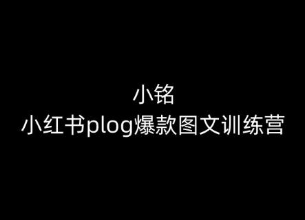 小铭-小红书plog爆款图文训练营，教你从0-1做小红书-随风资源网