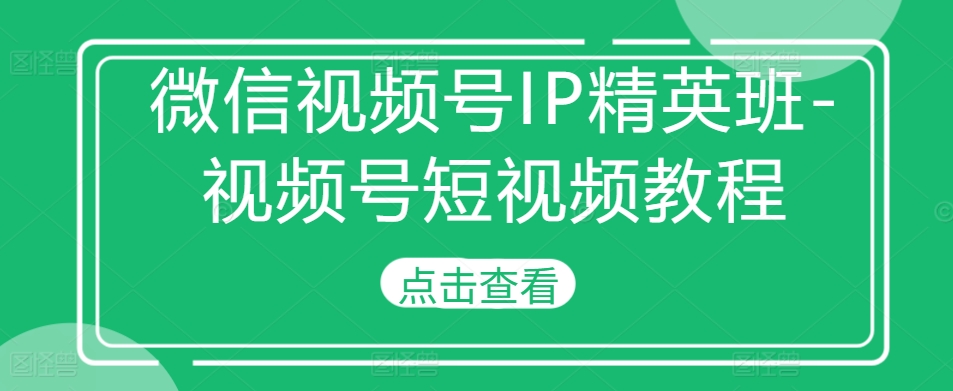 微信视频号IP精英班-视频号短视频教程-随风资源网