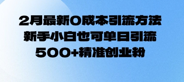 2月最新0成本引流方法，新手小白也可单日引流500+精准创业粉-随风资源网