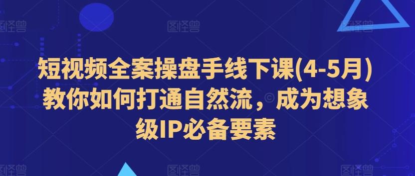 短视频全案操盘手线下课(4-5月)教你如何打通自然流，成为想象级IP必备要素-随风资源网