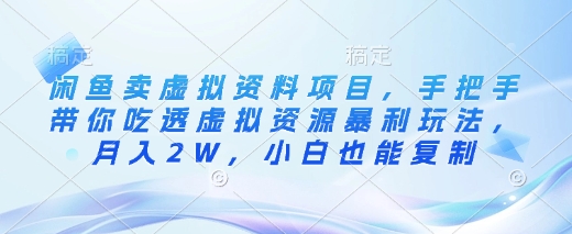 闲鱼卖虚拟资料项目，手把手带你吃透虚拟资源暴利玩法，月入2W，小白也能复制-随风资源网