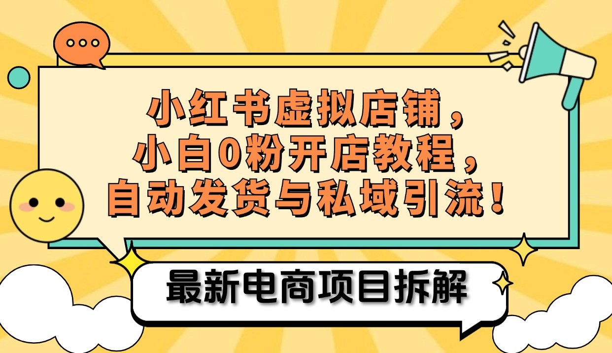 小红书电商，小白虚拟类目店铺教程，被动收益+私域引流-随风资源网