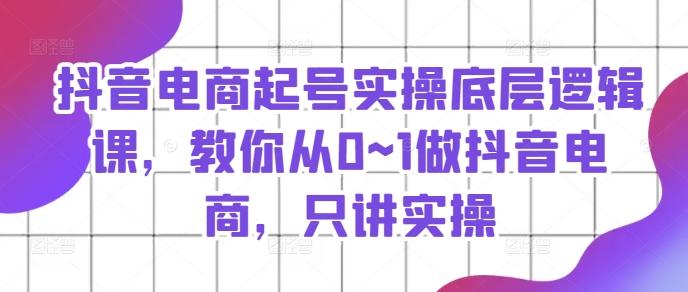 抖音电商起号实操底层逻辑课，教你从0~1做抖音电商，只讲实操-随风资源网