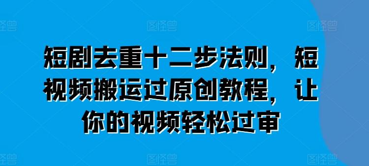 短剧去重十二步法则，短视频搬运过原创教程，让你的视频轻松过审-随风资源网