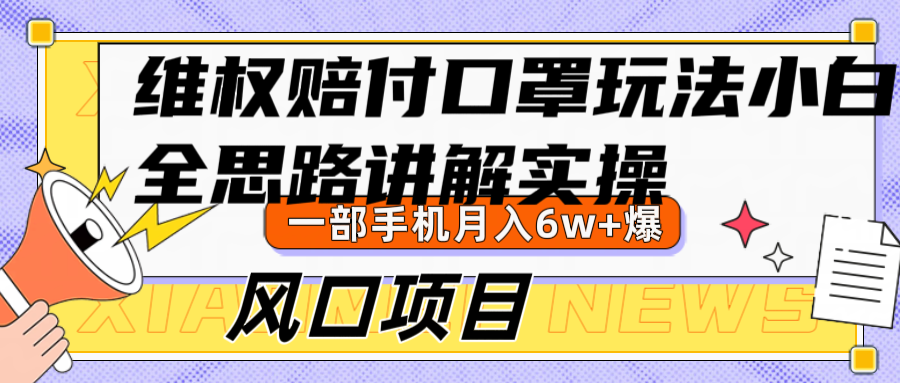 维权赔付口罩玩法，小白也能月入6w+，风口项目实操-随风资源网