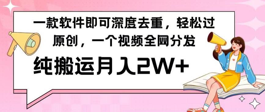 一款软件深度去重，轻松过原创，一个视频全网分发，纯搬运月入2W+-随风资源网