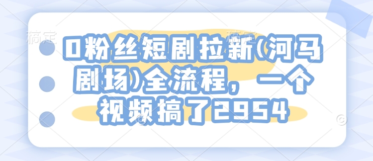 0粉丝短剧拉新(河马剧场)全流程，一个视频搞了2954-随风资源网