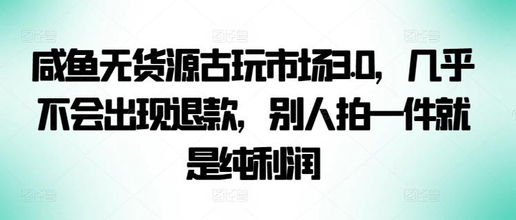 咸鱼无货源古玩市场3.0，几乎不会出现退款，别人拍一件就是纯利润【揭秘】-随风资源网