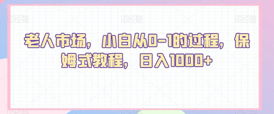 老人市场，小白从0-1的过程，保姆式教程，日入1000+-随风资源网