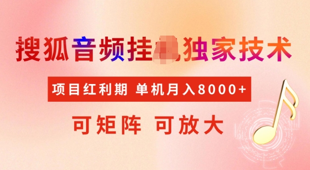 首发搜狐音频挂JI，项目红利期，可矩阵可放大，稳定月入5k【揭秘】-随风资源网