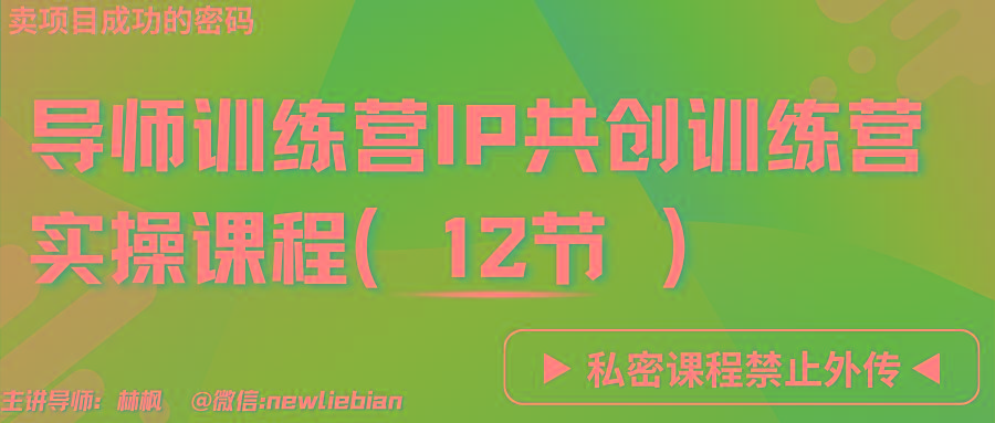导师训练营3.0IP共创训练营私密实操课程(12节)-卖项目的密码成功秘诀-随风资源网
