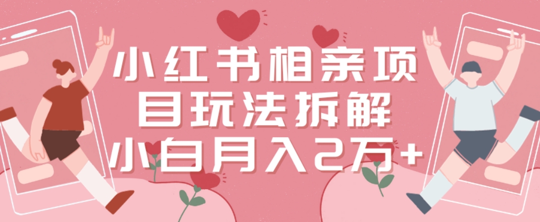 小红书相亲项目玩法拆解，有人通过这个副业项目做到了月收入2万多【揭秘】-随风资源网