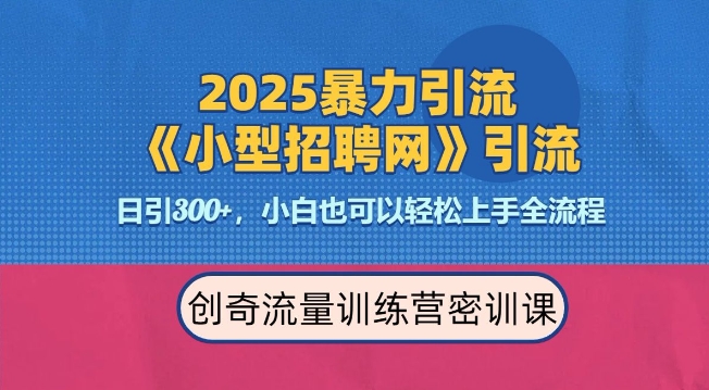 2025最新暴力引流方法，招聘平台一天引流300+，日变现多张，专业人士力荐-随风资源网