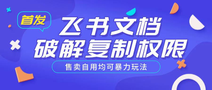 首发飞书文档破解复制权限，售卖自用均可暴力玩法-随风资源网