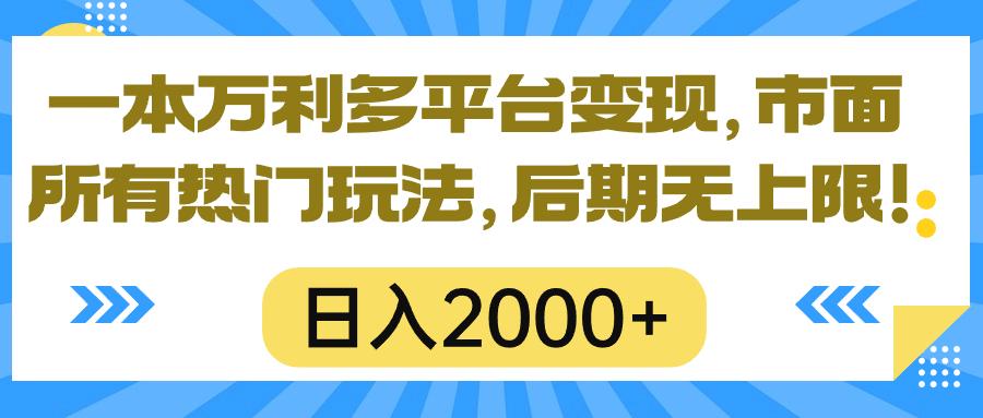 一本万利多平台变现，市面所有热门玩法，日入2000+，后期无上限！-随风资源网