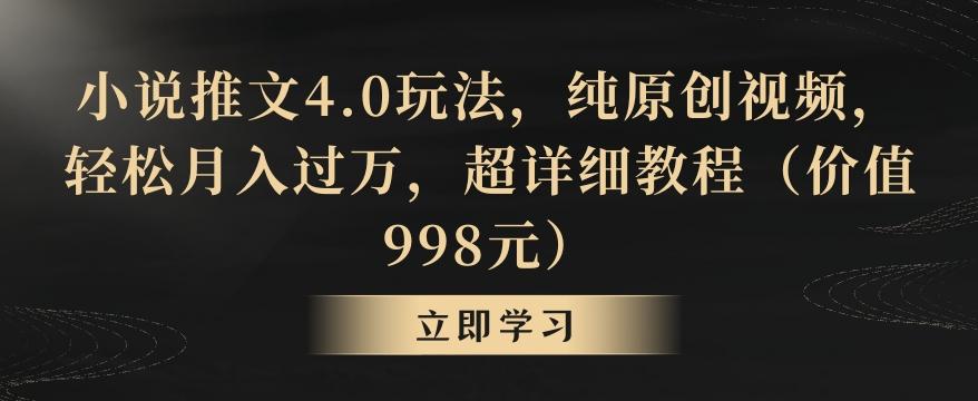 小说推文4.0玩法，纯原创视频，轻松月入过万，超详细教程(价值998元)【揭秘】-随风资源网