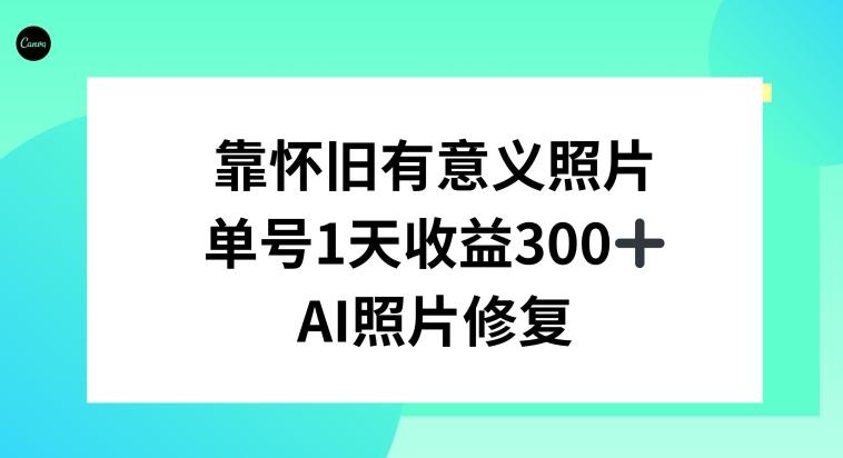AI照片修复，靠怀旧有意义的照片，一天收益300+-随风资源网