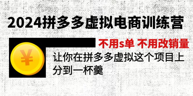 2024拼多多虚拟电商训练营 不s单 不改销量  做虚拟项目分一杯羹(更新10节-随风资源网