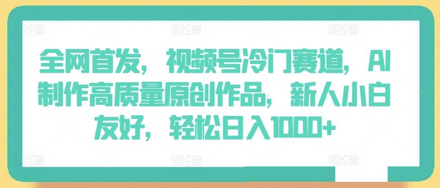 全网首发，视频号冷门赛道，AI制作高质量原创作品，新人小白友好，轻松日入1000+【揭秘】-随风资源网
