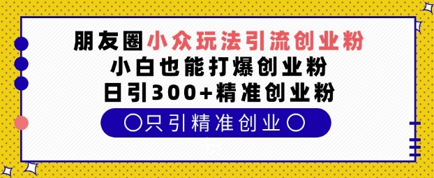 朋友圈小众玩法引流创业粉，小白也能打爆创业粉，日引300+精准创业粉【揭秘】-随风资源网