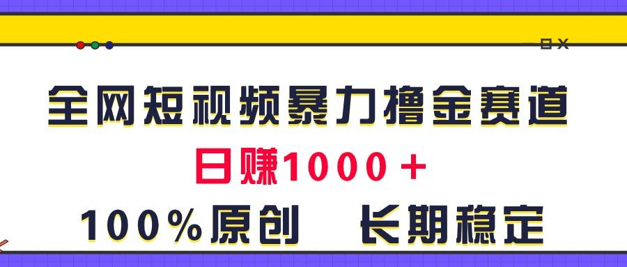 全网短视频暴力撸金赛道，日入1000＋！原创玩法，长期稳定-随风资源网