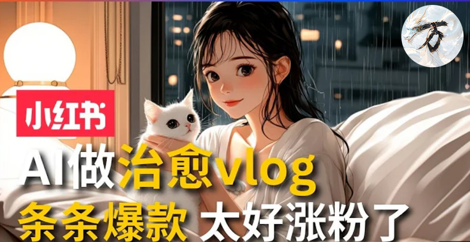 AI治愈系vlog动画视频，小红书1个月轻松涨粉破万，商单报价1500+日入2000+-随风资源网