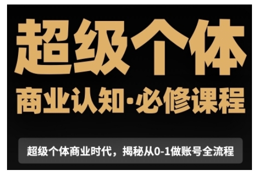 超级个体商业认知觉醒视频课，商业认知·必修课程揭秘从0-1账号全流程-随风资源网