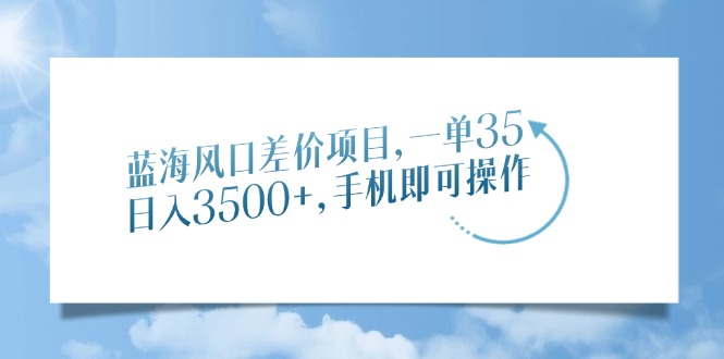蓝海风口差价项目，一单35，日入3500+，手机即可操作-随风资源网