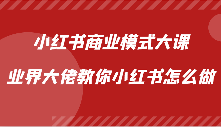 小红书商业模式大课，业界大佬教你小红书怎么做【视频课】-随风资源网