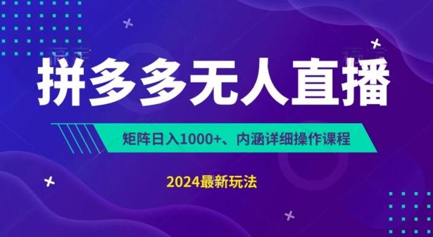 拼多多无人直播不封号，0投入，3天必起，无脑挂机，日入1k+【揭秘】-随风资源网