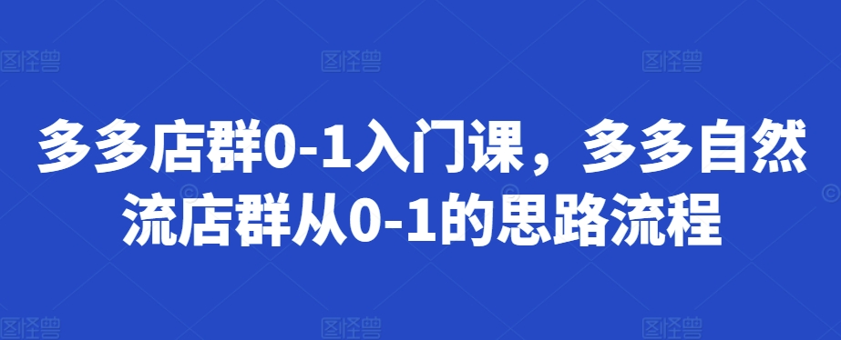 多多店群0-1入门课，多多自然流店群从0-1的思路流程-随风资源网