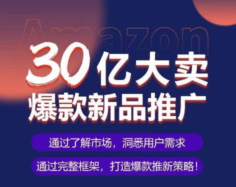 亚马逊·30亿大卖爆款新品推广，可复制、全程案例实操的爆款推新SOP-随风资源网