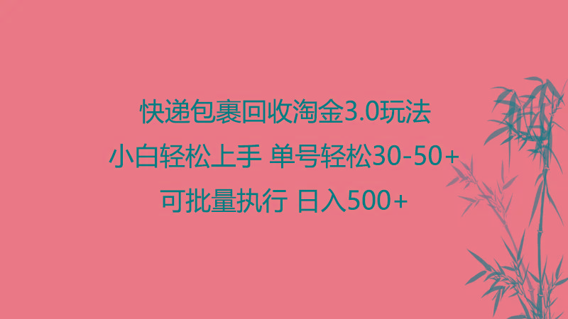 快递包裹回收淘金3.0玩法 无需任何押金 小白轻松上手-随风资源网