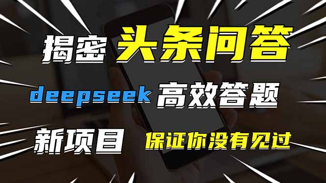 头条问答，刚出的新玩法！保证你没见过！用DeepSeek去高效答题，一个账…-随风资源网