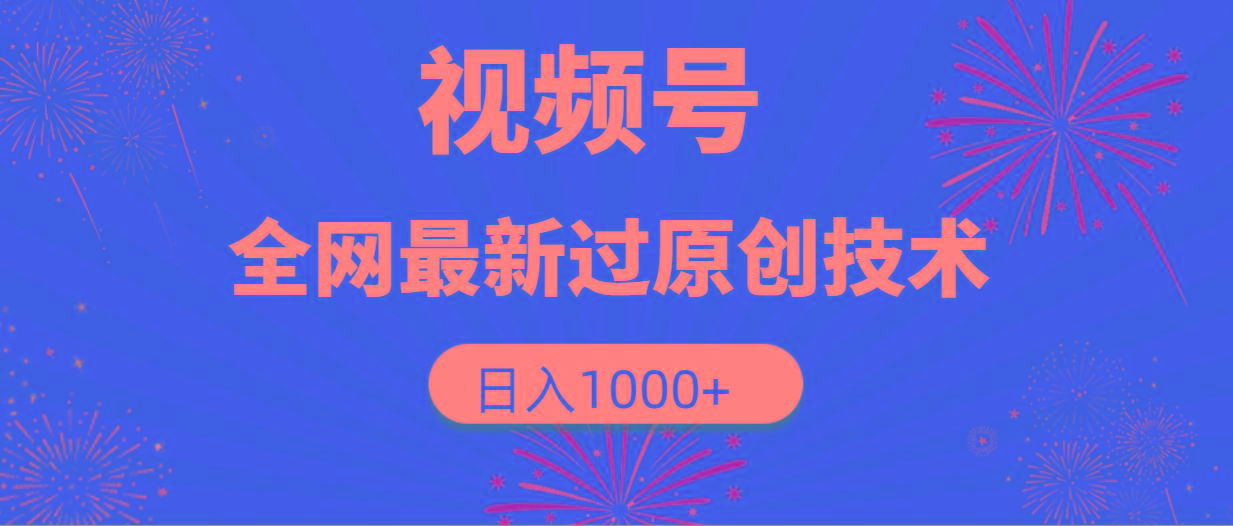 (9713期)视频号，全网最新过原创技术，日入1000+-随风资源网