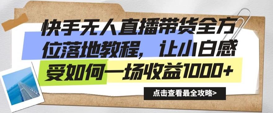快手无人直播带货全方位落地教程，让小白感受如何一场收益1000+【揭秘】-随风资源网